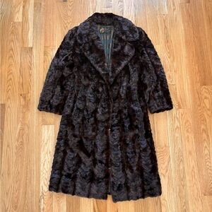 York Furrier Vintage 50s 60s Real Fur Ranch Mink Overcoat Made in USA Large 42